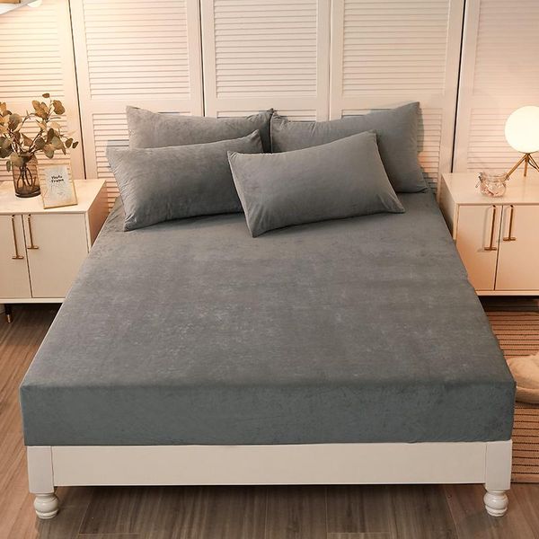 

sheets & sets elastic fitted sheet quality bed linen winter warm crystal velvet mattress cover deep 30cm 160x200 customize any size