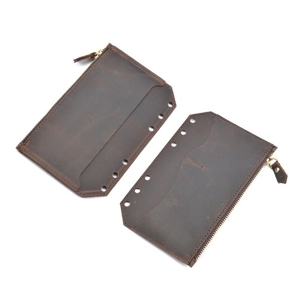 

business card files moterm genuine leather zipper bag for a6 notebook accessory pocker storage 170x110mm cowhide diary