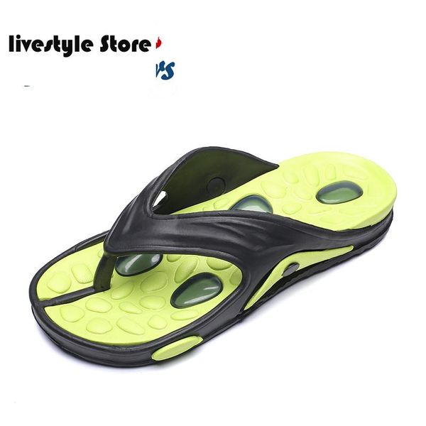 

men's summer outdoor foot massage slippers male beach sandals eva soft indoor flip flops non-slip home bathroom shoes, Black