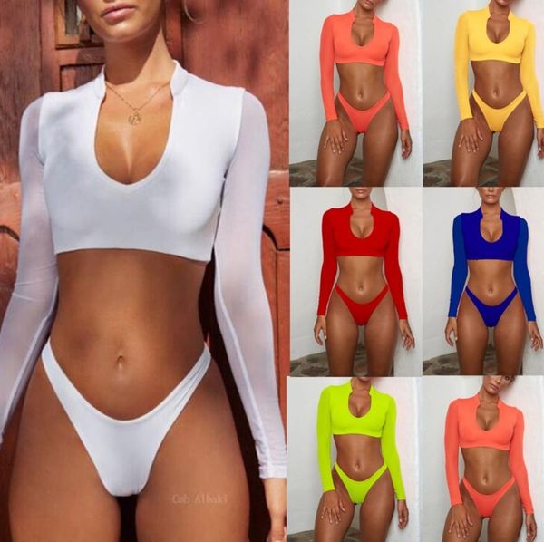 

mesh 2 color long sleeve bikini one piece a127, White;black