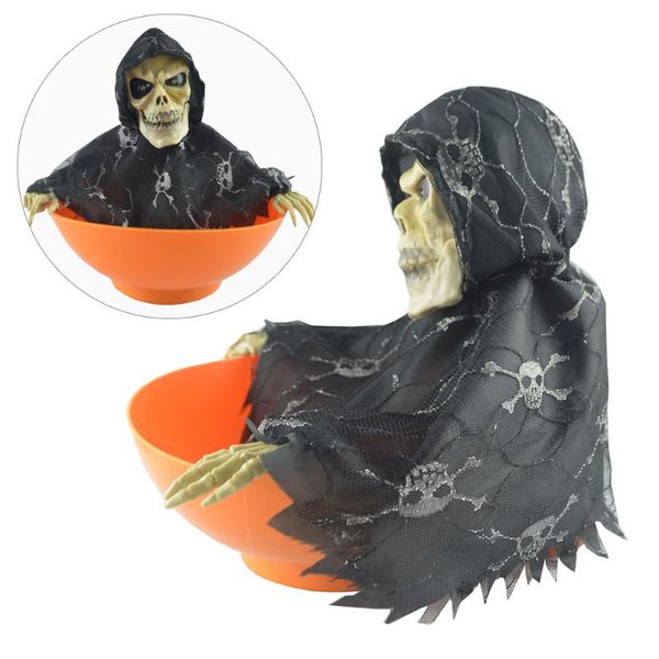 

gift wrap electric candy bowl with jump hand scary party creepy decoration haunted bar horror prop without