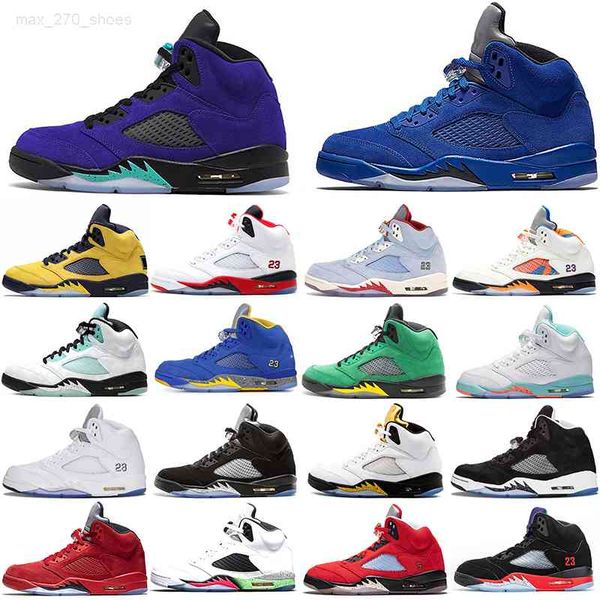 

5 basketball shoes jumpman 5s men wings international light aqua fire red alternate grape blue suede sports sneakers walking trainers size