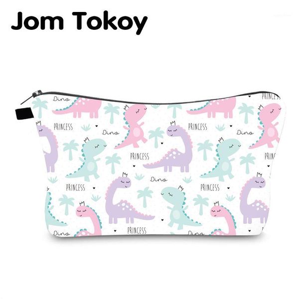 

jom tokoy waterproof cosmetic organizer bag makeup printing dinosaur fashion women multifunction beauty 9931