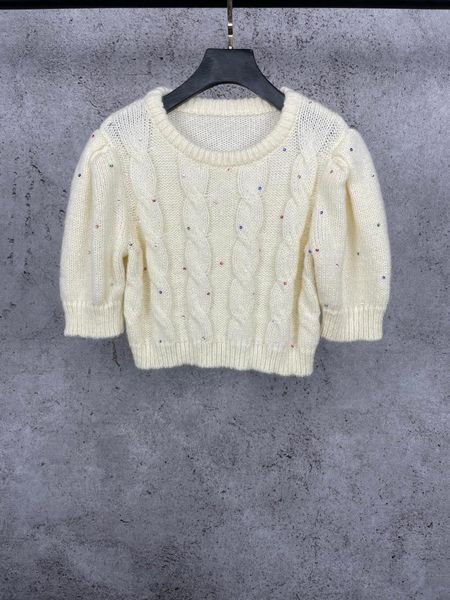 

women's sweaters 2021 ladies fashion short sleeve casual solid color shoulder pad t-shirt 0107, White;black