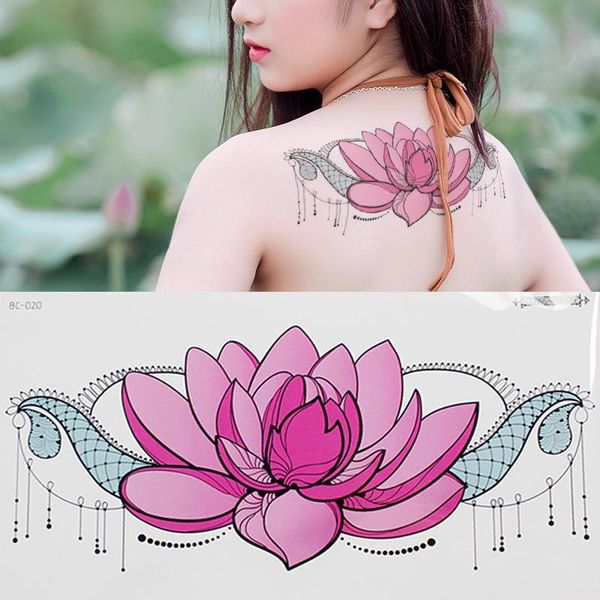 

temporary tattoos mandala waterproof lace tattoo jewelry stickers lotus flower back body summer girls bikini decal