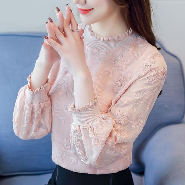 

women's blouses & shirts 2021 summer ladies white long sleeve chiffon women fashion elegant casual embroidery blouse