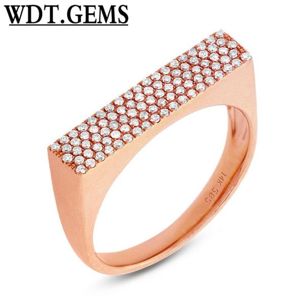 

cluster rings 0.30 ct 10k rose gold natural round cut diamond pave flat statement ring, Golden;silver