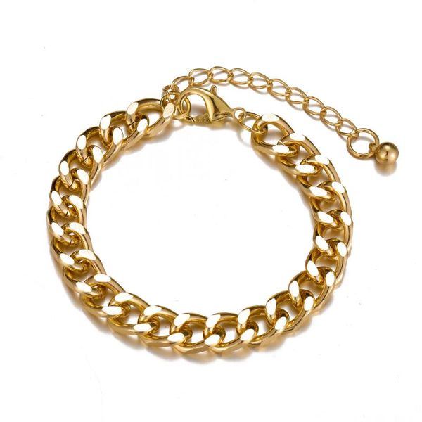 

link, chain punk golden big thick bracelet for women men fashion simple geometric charm bracelets bangles 2021 trend jewelry, Black
