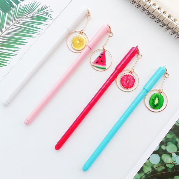 

gel pens creative fashion cute fruit pendant pen school promotional gift stationery student signing writing office supplies 1 pc