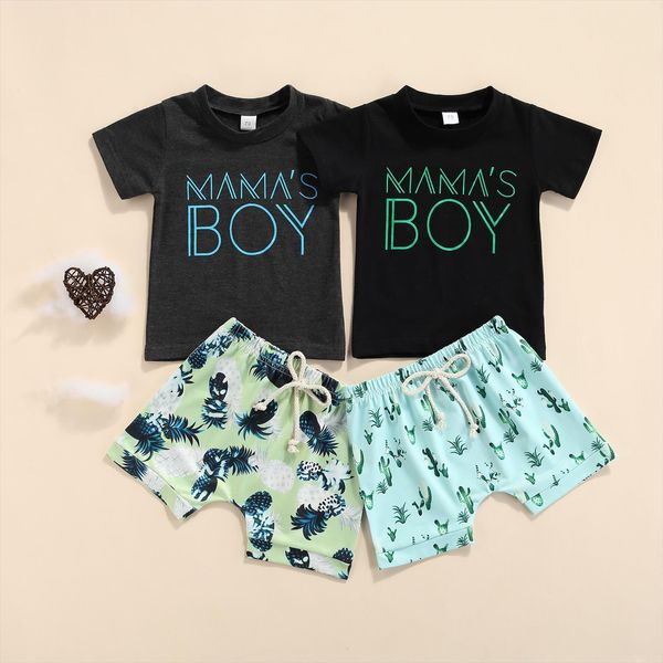 

summer newborn baby boys clothes sets letter printed short sleeve pullover t shirts pineapple shorts 2pcs clothing, White