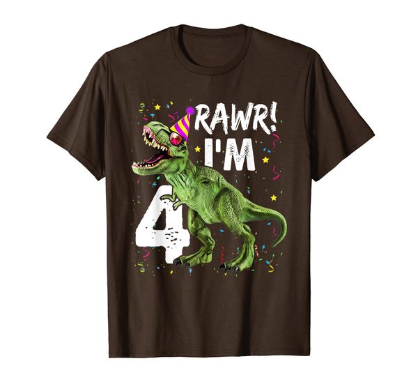 

kids rawr i'm 4 4th birthday gift dinosaur t-shirt, White;black