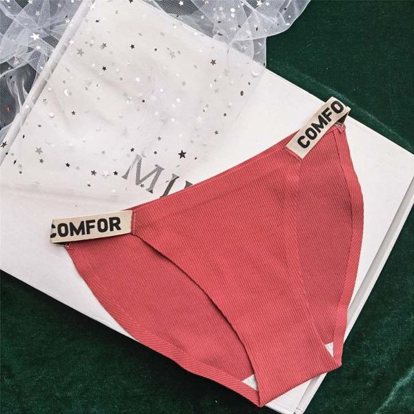 

women's panties sports style girls letters low waist thin belt narrow side cotton crotch briefs european female underwear, Black;pink