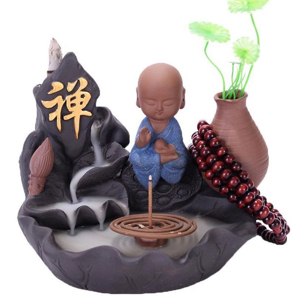 

fragrance lamps ceramic incense holder portable waterfall backflow burner buddhism porcelain censer +10pcs cones