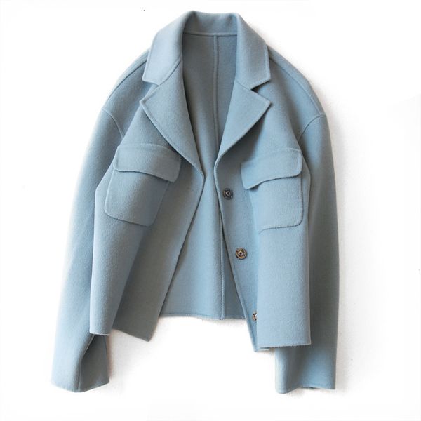 

women's wool & blends kmetram 2021 autumn fashion women winter jacket elegant slim warm cashmere coat for ladies casaco feminino hh688, Black