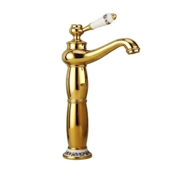 

basin faucet brass gold bathroom sink tapes single handle ceramics bath deck mounted mixer water tap