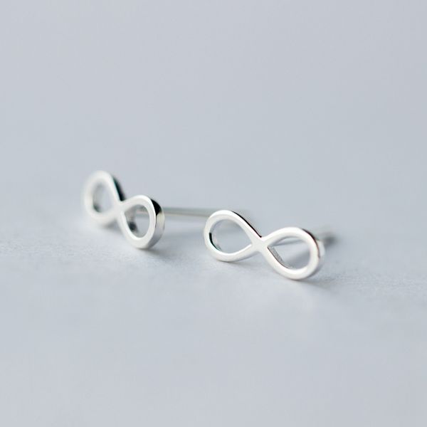 

silver 925 jewelry earrings sterling silver earrings infinite symbol "8" delicate and elegant silver symbolic earrings for women 2, Golden;silver