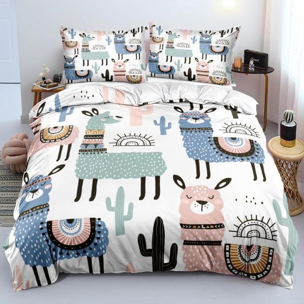 

bedding sets duvet cover animal alpaca king,,full digital printing comforter covers bed linen 3pcs set gray 265x230cm size