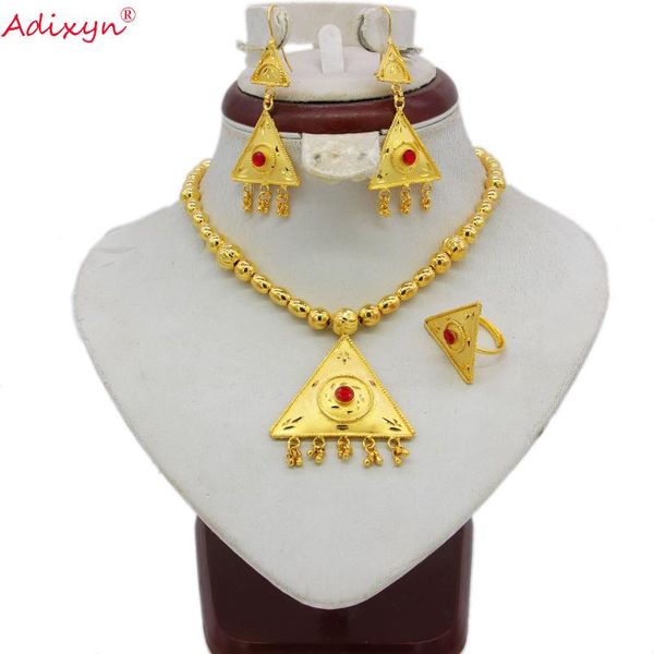 

wedding jewelry sets adixyn nigeria necklace/earrings set for women gold color african/ethiopian/dubai party gifts n051712, Slivery;golden