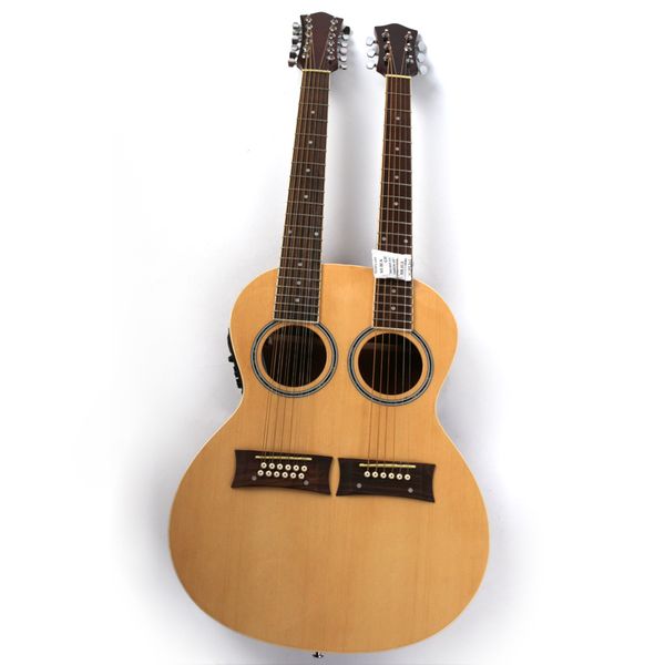 

double neck round 12+6 strings string electric acoustic guitar with eq