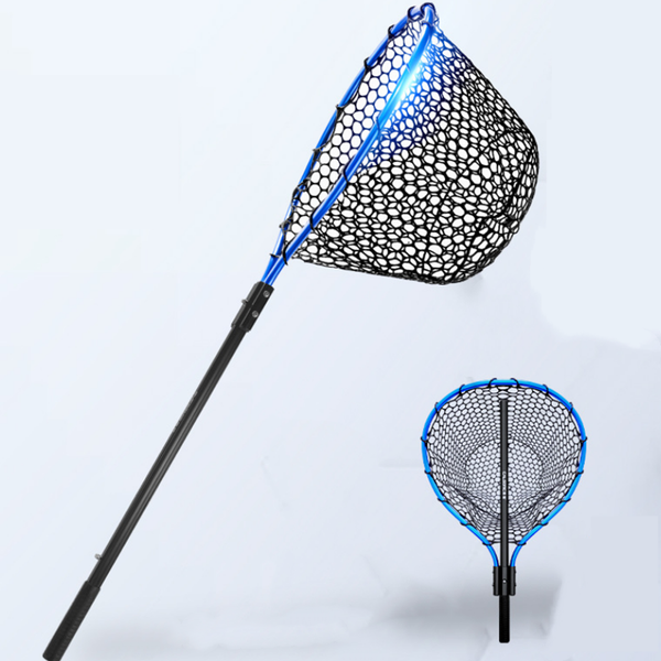 

fishing accessories portable foldable silicone net bag with thickened aluminum alloy mesh circle rod body retractable dip