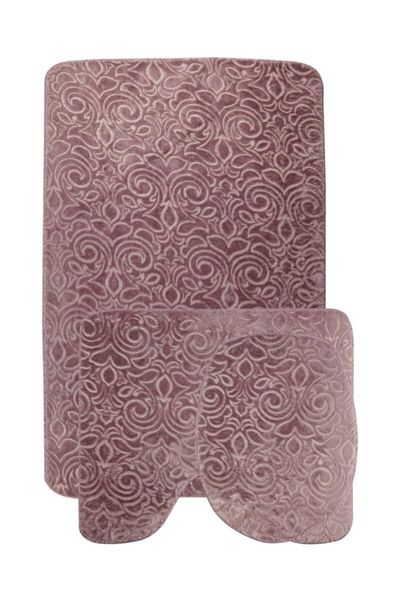 

bath mats damask 3-piece purple ultrasoft patterned toilet set bathroom rug mat bnyultradesen