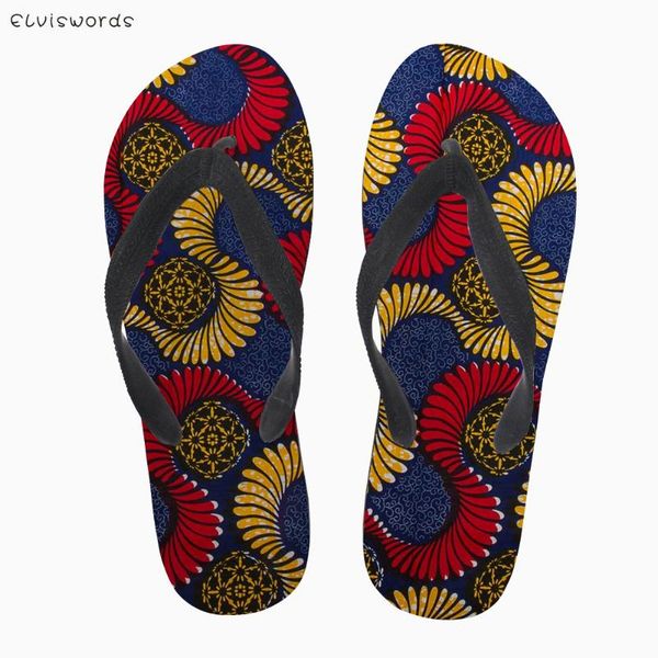 

elviswords summer women indoor slippers floor flat shoes retro african tribe flower print female non-slip bathroom home slippers, Black
