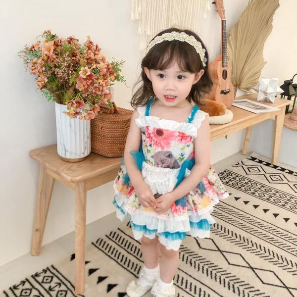 

girls' dresses summer baby girl floral vintage spanish turkish lolita princess ball gown kids easter eid birthday party es, Red;yellow