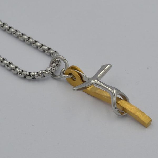 

pendant necklaces sunnerlees stainless steel jesus christ cross necklace beads link chain silver color gold plated men sp118