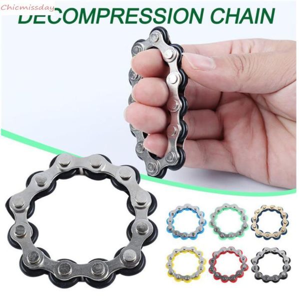 

DHL 12 section Good Quality Roller Bike Chain Fidget Toy Stress Reducer for ADD ADHD Anxiety Autism Adults Kids Decompression Toy FY762