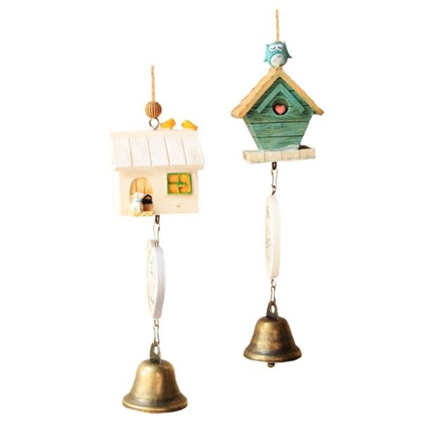 

2pcs creative wooden cabin wind chime hanging pendant for home patio window decorative objects & figurines