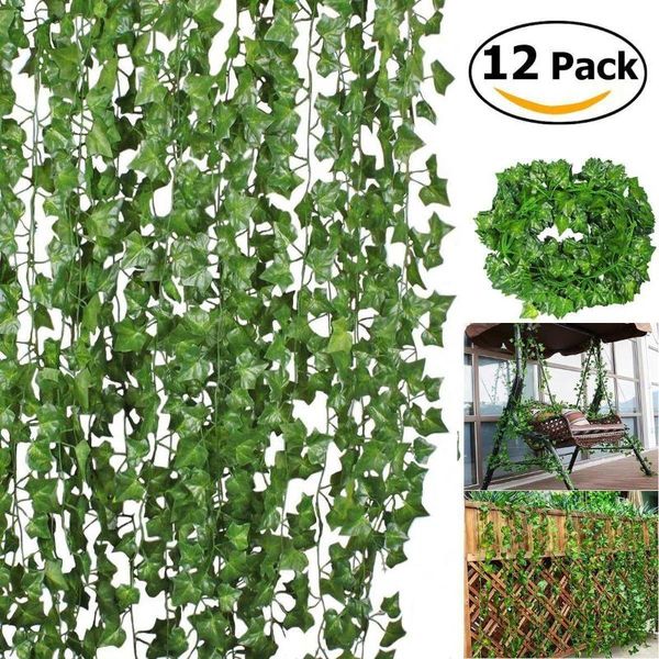 

decorative flowers & wreaths 12pcs 2m simulation plants green ivy leaf fake grape vine artificial flower string foliage leaves home wedding
