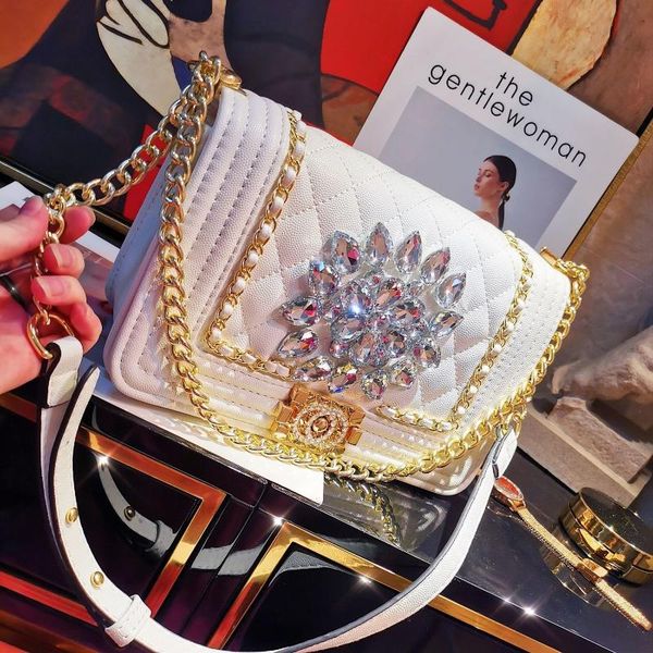 

evening bags women banquet bag 2021 fashion rhombus diamond party wedding shoulder designer chain rhinestone bols as mujer
