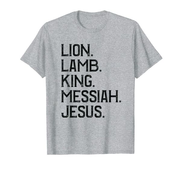 

distressed lion lamb king messiah jesus christian bible t-shirt, White;black