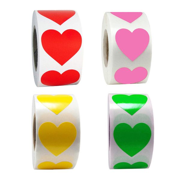 

500pcs love chroma heart shape color stickers seal labels scrapbooking valentines day wedding decoration stationery stickers