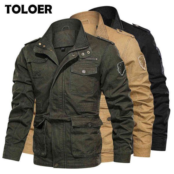 Algodão Casaco Militar Men 2021 Outono Primavera Casaco Soldado MA1 Estilo Jackets Masculino Marca Mens Bomber Jackets Plus Size S-5XL Y1109