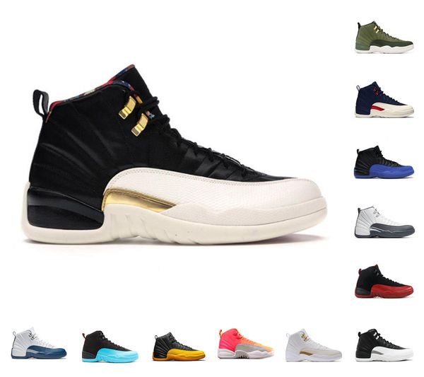 

2021 new 12 men women basketball shoes 12s black university gold indigo flu game twist mens sneakers fiba reverse taxi white dark grey gym r