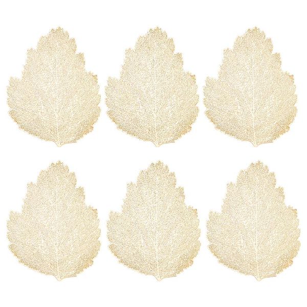 

mats & pads 6pcs home pp easy clean dining room table placemat simulation non slip hollowed out durable deskdecor leaf shape cup pad