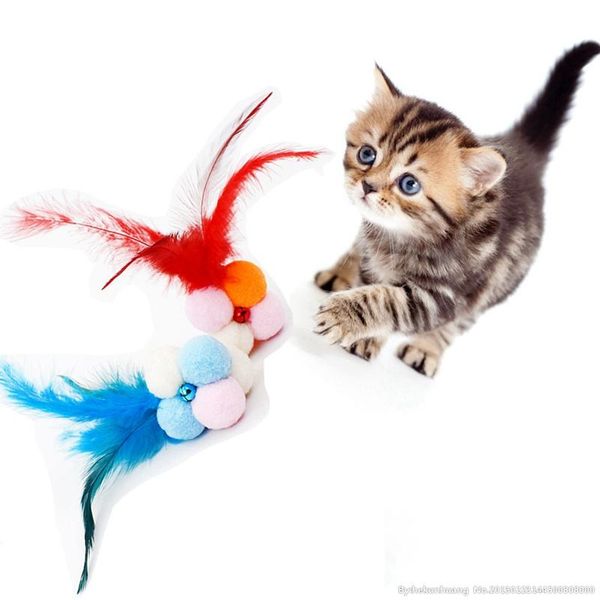 

cat toys colored funny kitten play dolls tumbler ball pet toy rolling scratching feather