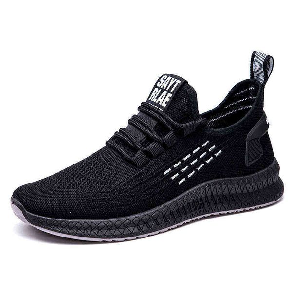 

2021 men's shoes autumn flying woven sportswear trend comfortable casual running breathable, Black