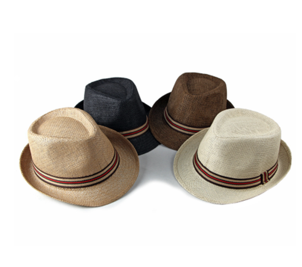 

spring summer sun hat women's beach british european and american fedora hats men's straw hat billycock outdoor travel, Blue;gray