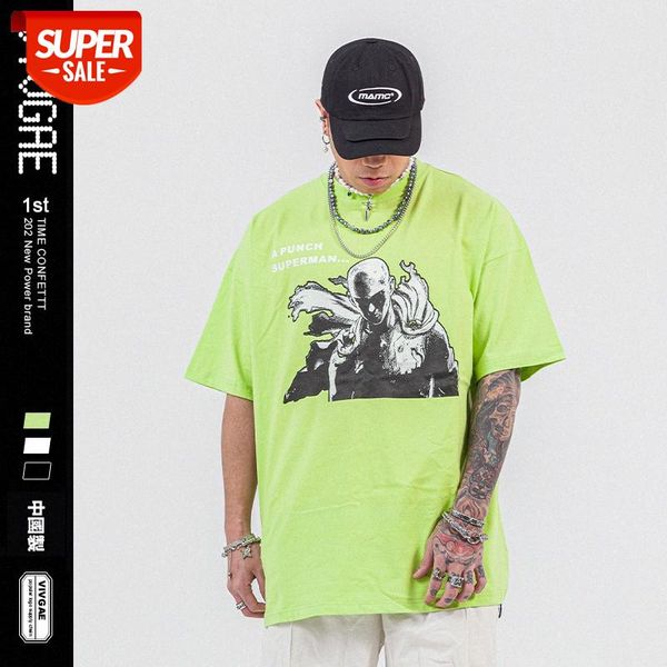 

vivgae men's one punch manga oversize street loose t-shirt men #ok7v, White;black