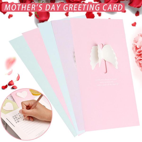 

greeting cards mothers day card sweet bow-knot/wing/heart message birthday drop