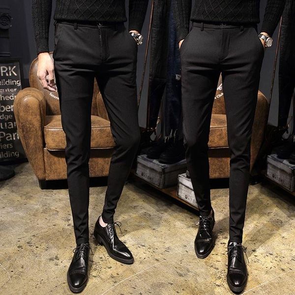 

men's pants professional formal wear men's slim trousers business casual all-match straight leg youth work, Black