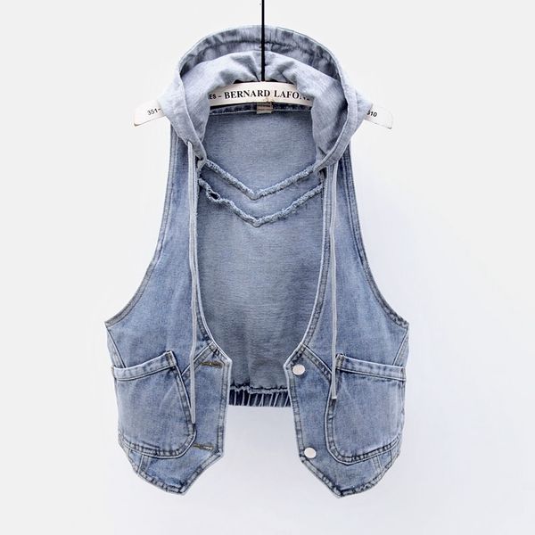 

jacket fashion removable hooded denim vest women student waistcoat sleeveless jacket coat female plus size slim short blue jeans vests, Black;brown