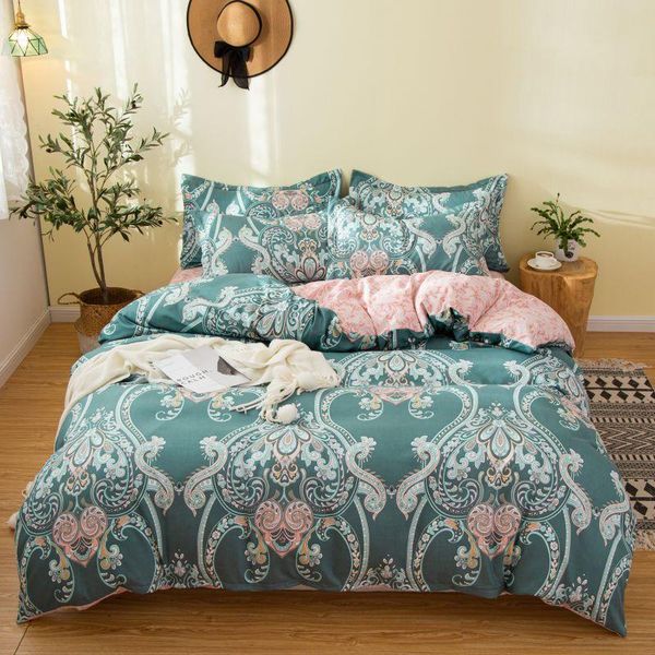 

flower show quality bedding double sanded quilt cover sheet pillowcase four-piece set sets
