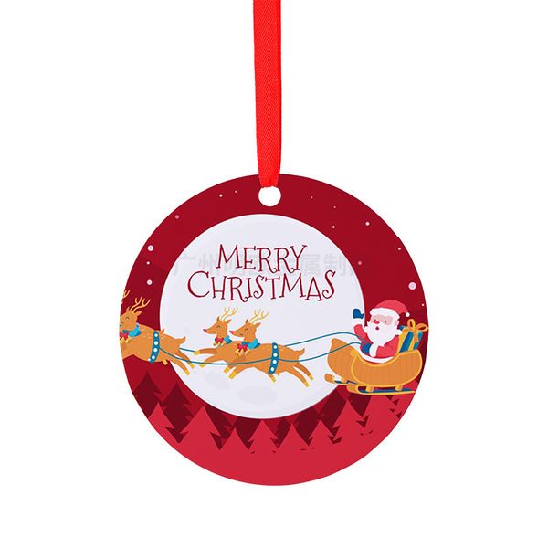 

factory wholesale heat transfer printing heat sublimation blank metal christmas stainless steel round white coating single-sided pendant par