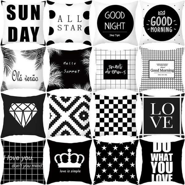 

nordic pillow cover black and white letter peach velvet cushion sofa home case cushion/decorative