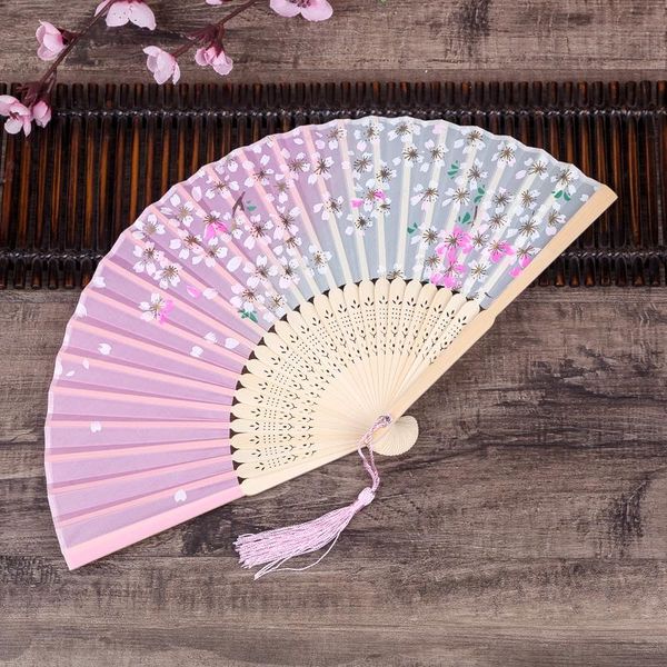 

other home decor vintage silk folding fan retro chinese japanese bamboo tassel dance hand decoration ornament craft gift