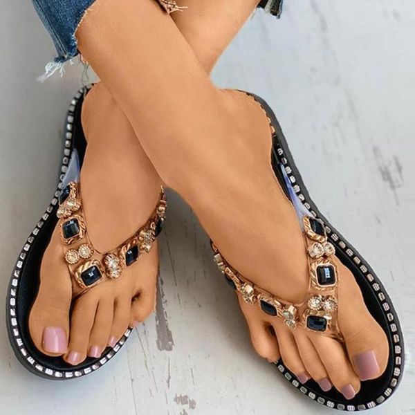 

sandals women slippers shoes ladies crystall flip flop casual peep toe flat 2021 fashion bling female beach, Black