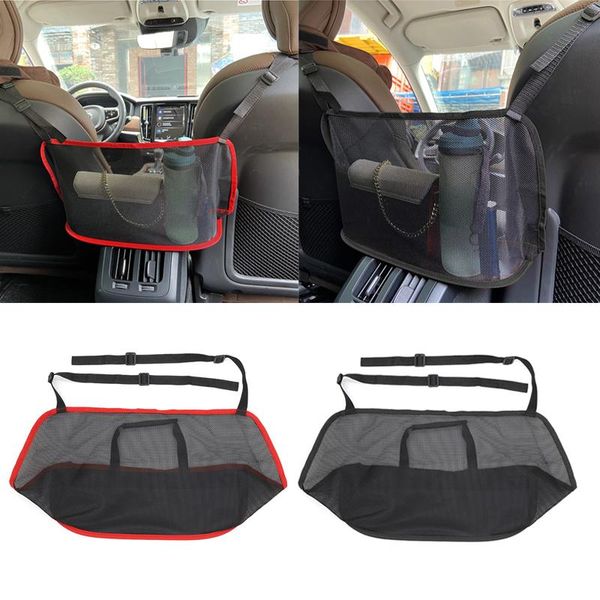 

car organizer seat back rear elastic string net magic sticker mesh storage bag pocket cage auto side